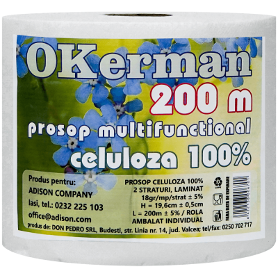Rolă prosop hârtie 2 straturi Okerman 200 metri